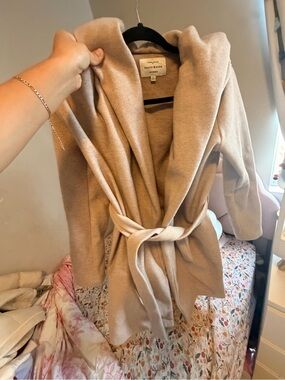 Haute Monde Neutral Beige Wrap Coat with Belt